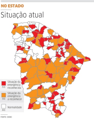 Sobem para 102 os municípios em emergência no Ceará