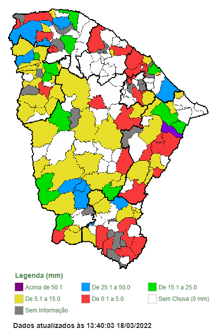 8 municípios da Sub-Bacia Hidrográfica do Rio Banabuiú registraram chuvas nesta quinta-feira.